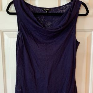 Sleeveless floral burnout knit tank purple